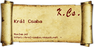 Král Csaba névjegykártya